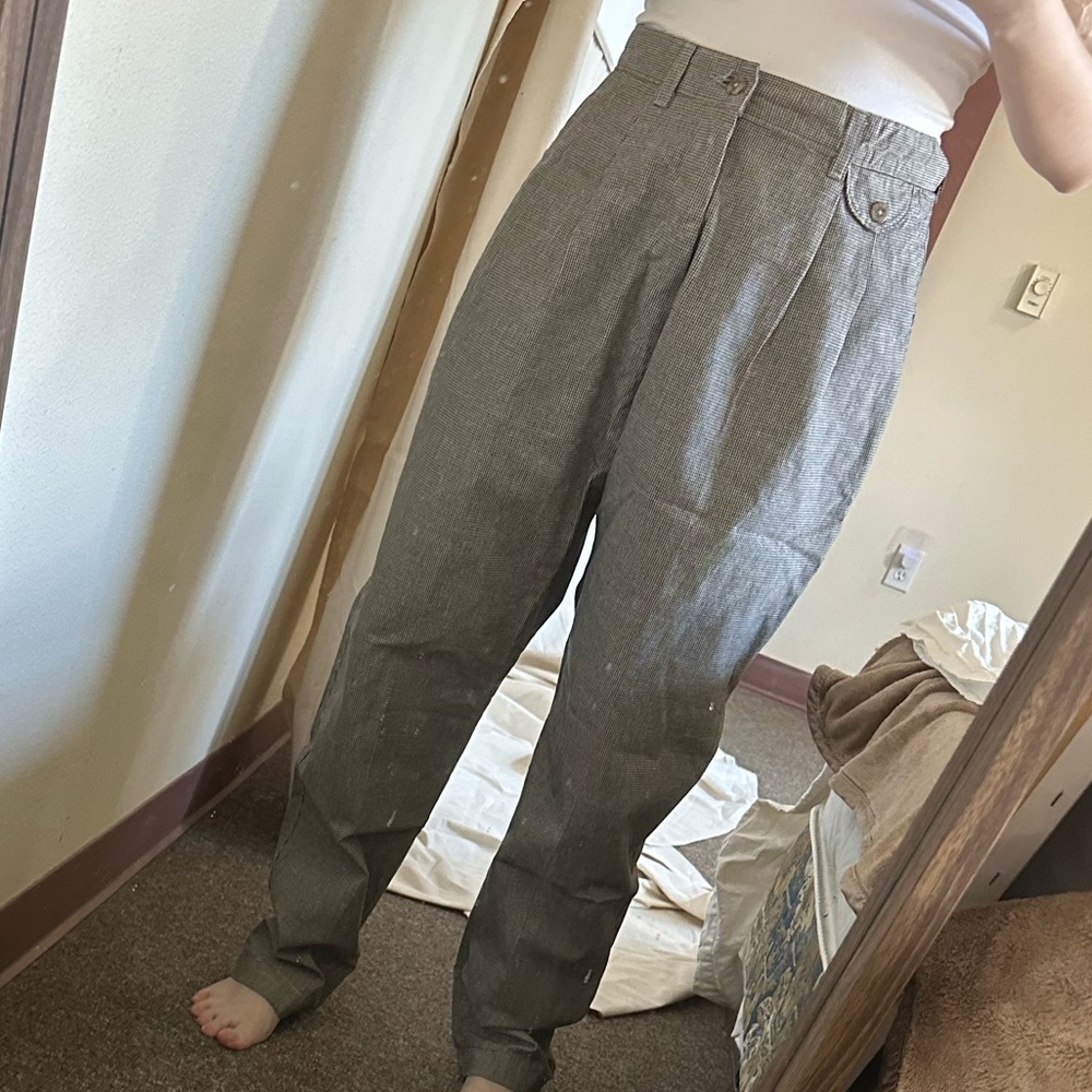 Lee Black & White Houndstooth Pleated Pants